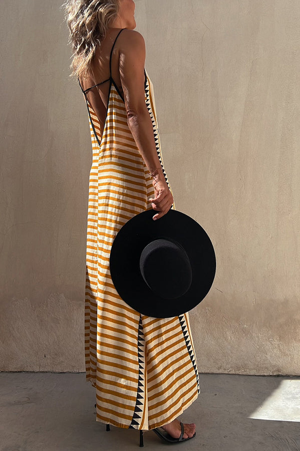 Take A Trip Ethnic Print Backless A-line Maxi Dress