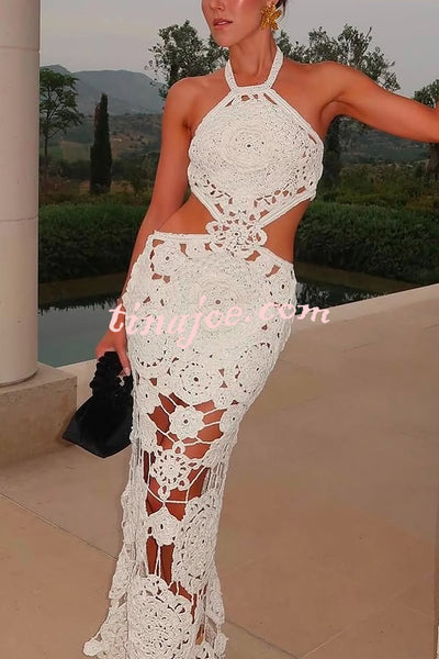 Sexy Halterneck Strapless Backless Knitted Holiday Maxi Dress