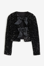 Two Ways To Celebrate Tie-front Bow Sequined Jacket