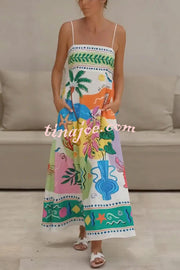 Unique Printed Strapless Sleeveless Resort Style Midi Dress