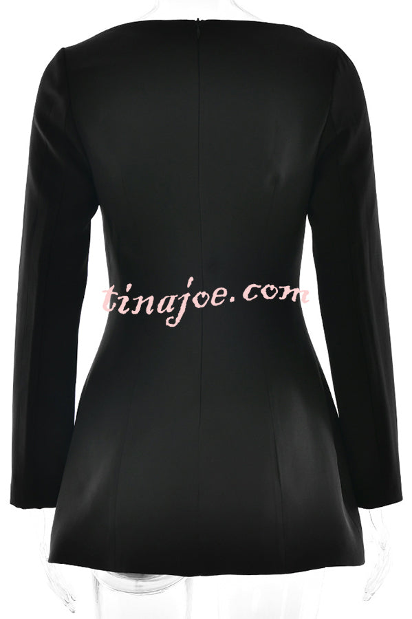 Budding Elegance Bow Detail Boat Neck Long Sleeve Mini Dress