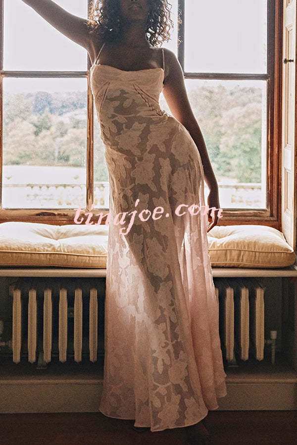 Fashion Sexy Suspenders See-through Holiday Slim Maxi Dress