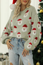 Christmas Print Crew Neck Long Sleeve Sweater