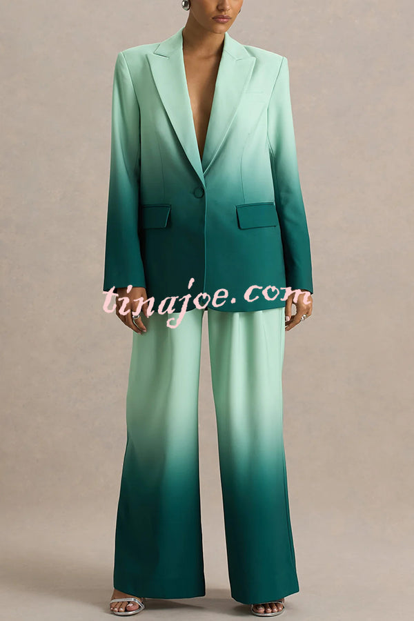 Enya Ombre Print Elastic Waist Pocketed Wide Leg Pants