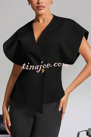 Fashion Button V-neck Asymmetrical Suit Vest