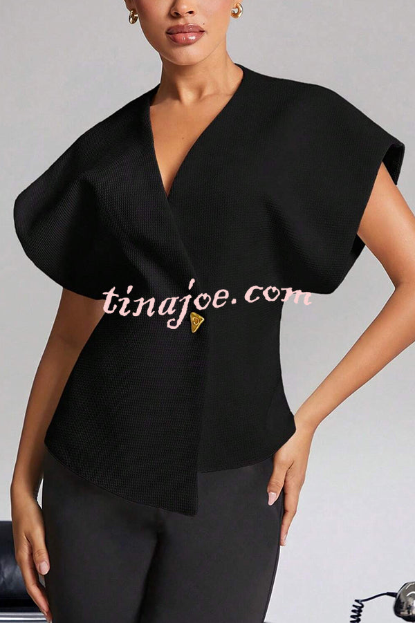 Fashion Button V-neck Asymmetrical Suit Vest