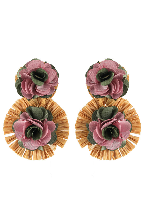 Bohemian Resort Style Fabric Flower Earrings