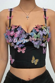 Butterfly Embellished Sexy Sling Backless Top