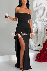 Sexy Lady Off Shoulder High Slit Maxi Dress