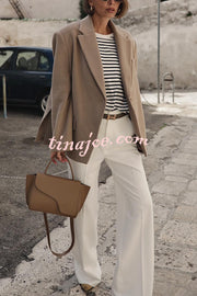 Solid Color Lapel Long Sleeve Loose Blazer