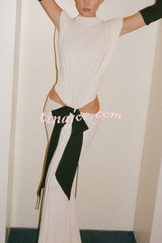 Sexy Open Back Bow Embellished Elegant Fishtail Maxi Dress
