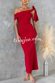Mina Side Tie-up Strapless Tailored Stretch Maxi Dress