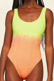 Backless Tie Dye Suspender One Piece Swimsuit