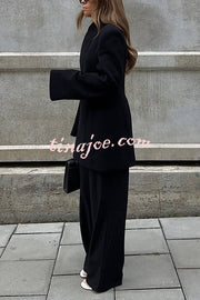 Solid Color Lapel Long Sleeve Casual Pocket Long Blazer