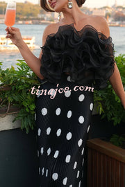 Eye-catching Organza Multi-layer Petal Ruffles Details Strapless Tank