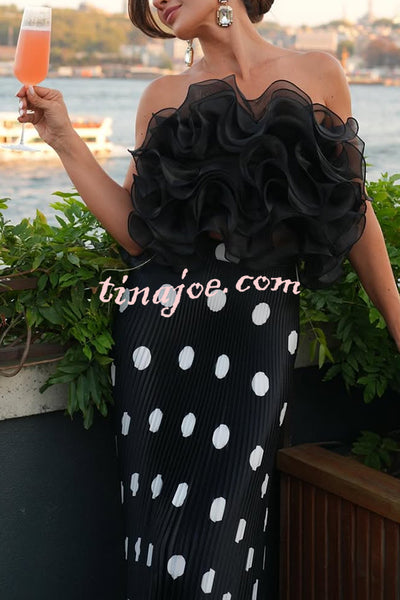 Eye-catching Organza Multi-layer Petal Ruffles Details Strapless Tank