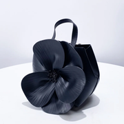 Fashionable 3D Petal Flower Solid Color Collar Handbag (including Lining)