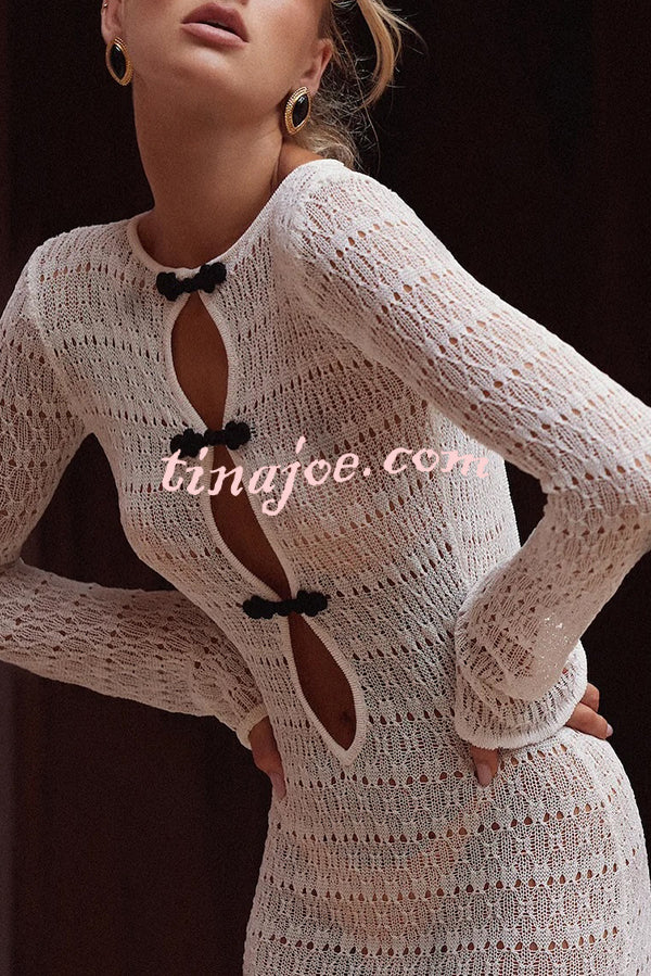 Sexy Backless Long-sleeved Knitted Slim-fit Maxi Dress