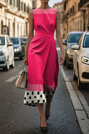 Unique Print Sleeveless Round Neck Casual Midi Dress