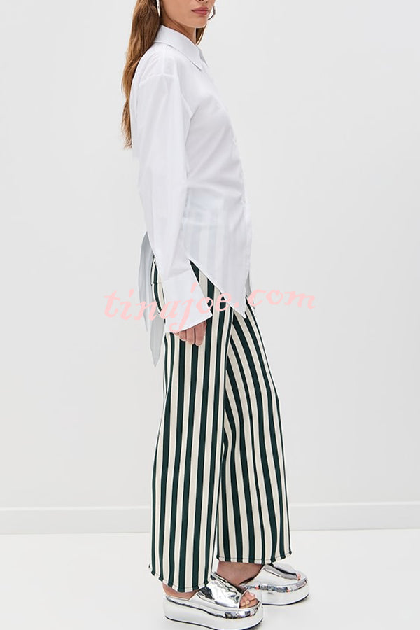 Fall for That Button Long Sleeve Open Back Tie Detail Blouse