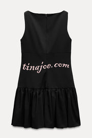 Solid Velvet Bow Embellished Sleeveless Mini Dress