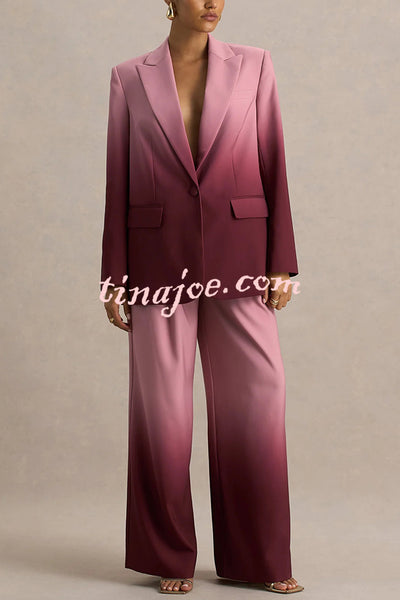 Enya Ombre Print Elastic Waist Pocketed Wide Leg Pants
