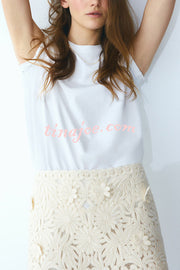 Fashion Floral Hollow Embroidery Slim Mini Skirt