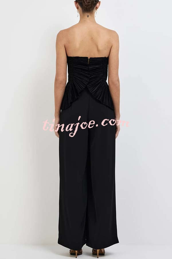 Show Exquisiteness Satin Pleated Heart-shaped Off Shoulder Halter Tank
