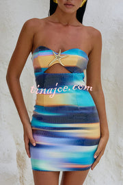 Gradient Sequin Sexy Off-the-shoulder Hollow Slim Mini Dress