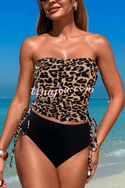 Unique Print High Waist Tie-Stretch Two-Piece Bikini Swimsuit