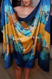 Ginkgo Leaf Printed Mid-Length Multifunctional Silk Scarf