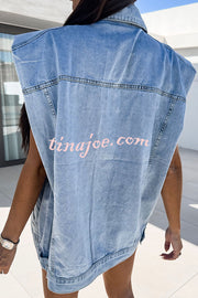 Overall Cool Button Lapel Pockets Denim Jacket