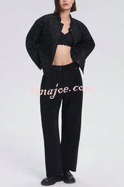 Fashion Sequin Long Sleeve Casual Pocket Loose Jacket
