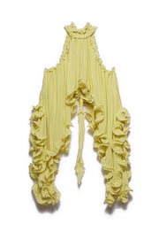 Romantic Drama Chiffon Wavy Ruffles Halter Irregular A-line Top