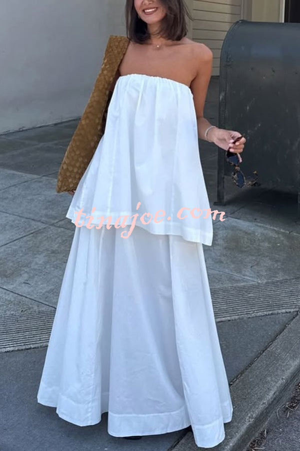 Hali Cotton Blend Elastic Bust Double Layered A-line Maxi Dress