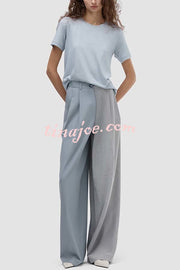 Girl Boss Avant-garde Contrast Colors Lapel Boyfriend Blazer and Pocketed Wide Leg Pants Set