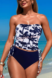 Unique Print High Waist Tie-Stretch Two-Piece Bikini Swimsuit