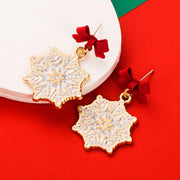 Christmas Bow Diamond Snowflake Earrings