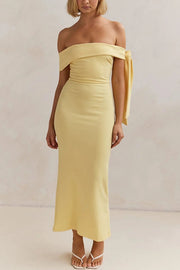 Mina Side Tie-up Strapless Tailored Stretch Maxi Dress