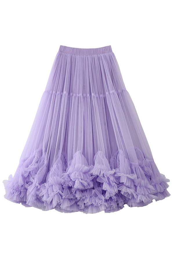 Surprising Tulle Paneled Stretch Waist Maxi Skirt