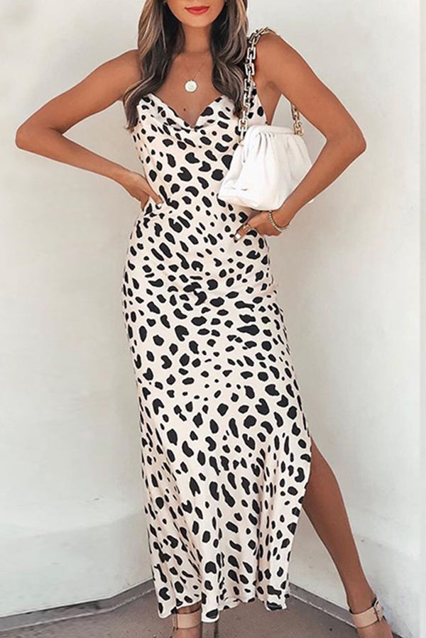 Leopard Print Sexy Suspender Slim Fit Midi Dress