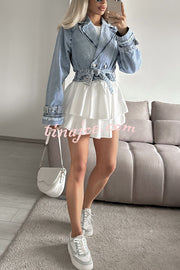 Fashion Lapel Long-sleeved Short Denim Jacket