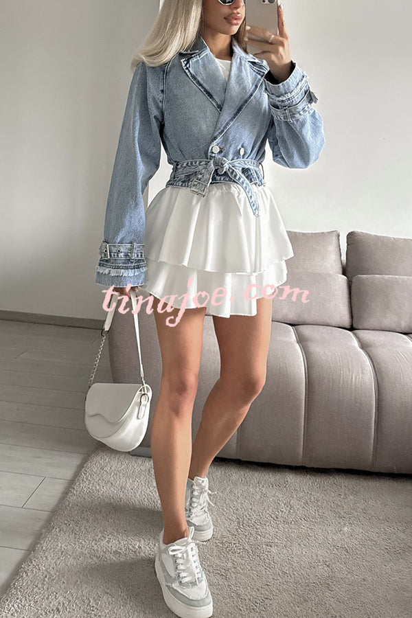 Fashion Lapel Long-sleeved Short Denim Jacket