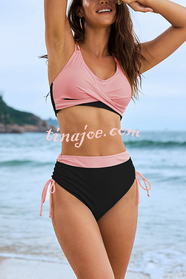 Fashionable High Waist Stretch Bikini Swimsuit