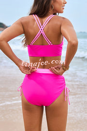 Fashionable High Waist Stretch Bikini Swimsuit