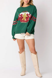 Christmas Sequined Crewneck Casual Sweatshirt