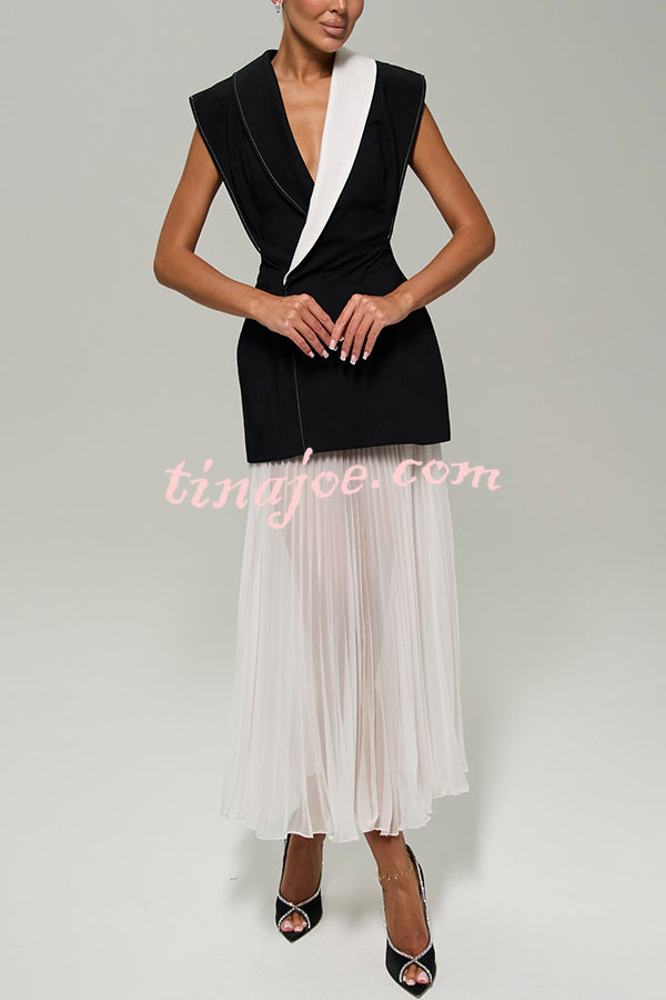 Modern Day Chiffon Pleated High Rise A-line Midi Skirt