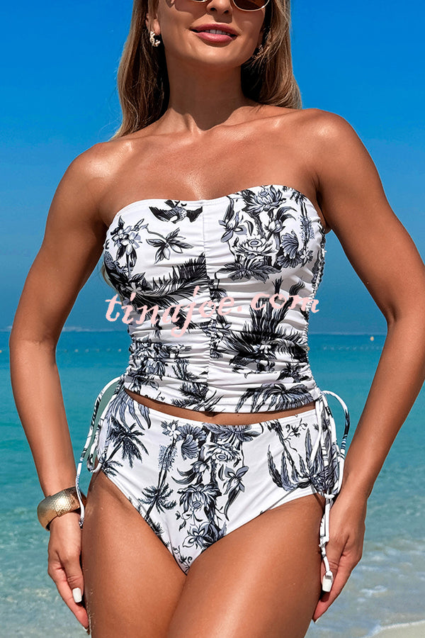 Unique Print High Waist Tie-Stretch Two-Piece Bikini Swimsuit