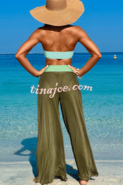 Solid Color Loose Metal Buckle Beach Pants