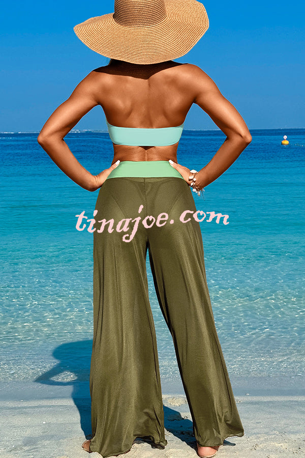 Solid Color Loose Metal Buckle Beach Pants